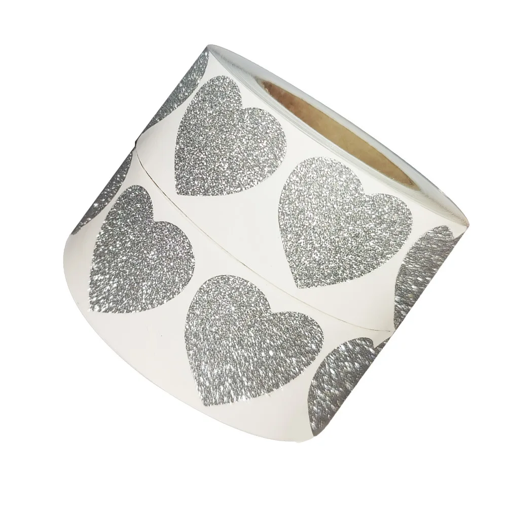 

300 шт./рулон 1 "серебряная лазерная круглая наклейка с печатью этикетки в форме звезды в форме сердца подарочная упаковка наклейка Свадебная вечеринка DIY украшения