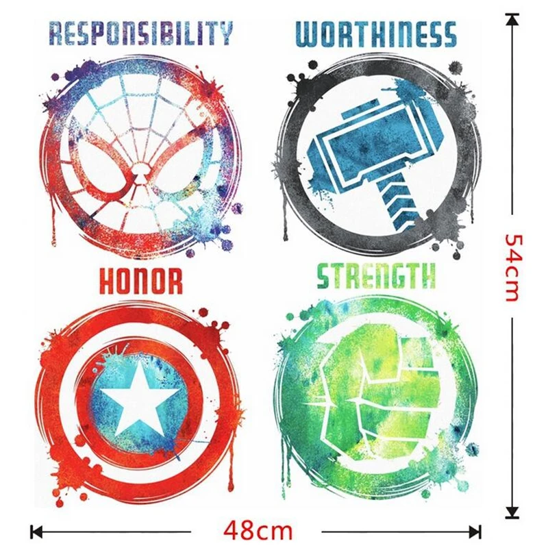 Cartoon Avengers wall stickers  living room bedroom wall decoration Marvel movie poster wall stickers for kids rooms