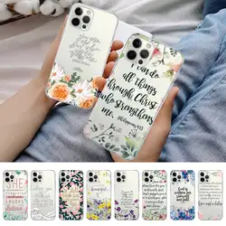 Bible Verse Philippians Jesus Christ Christian Phone Case for iPhone 11 12 13 mini pro XS MAX 8 7 6 6S Plus X 5S SE 2020 XR case