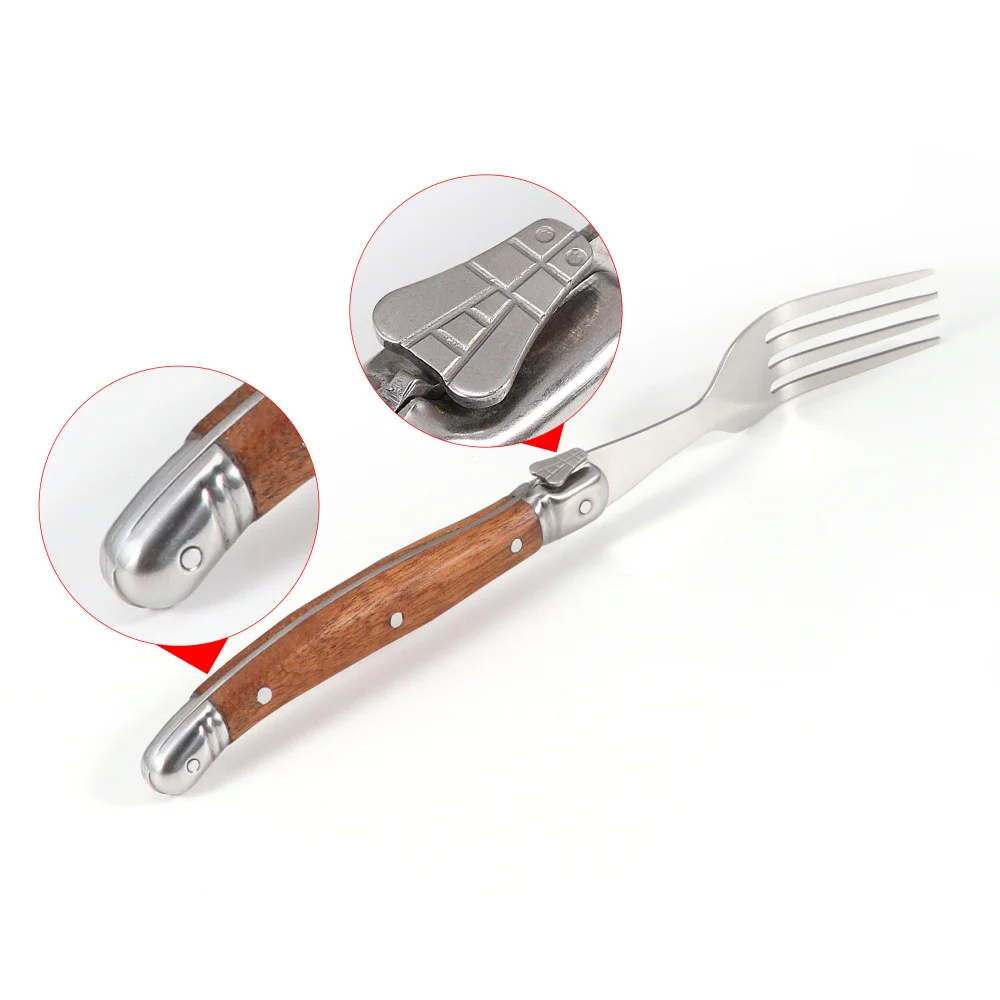 Jaswehome Laguiole Wood Handle 6pcs Dinner Fork Collection Stainless Steel Dessert Forks Table Forks Serving Flatware Set