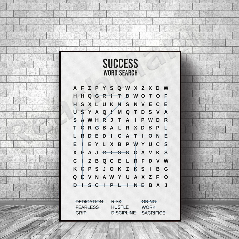 Success Word Search Motivation Office Decoration Funny Gift Business Entrepreneur Inspiration Self-Employed Boss Gift Poster Pri