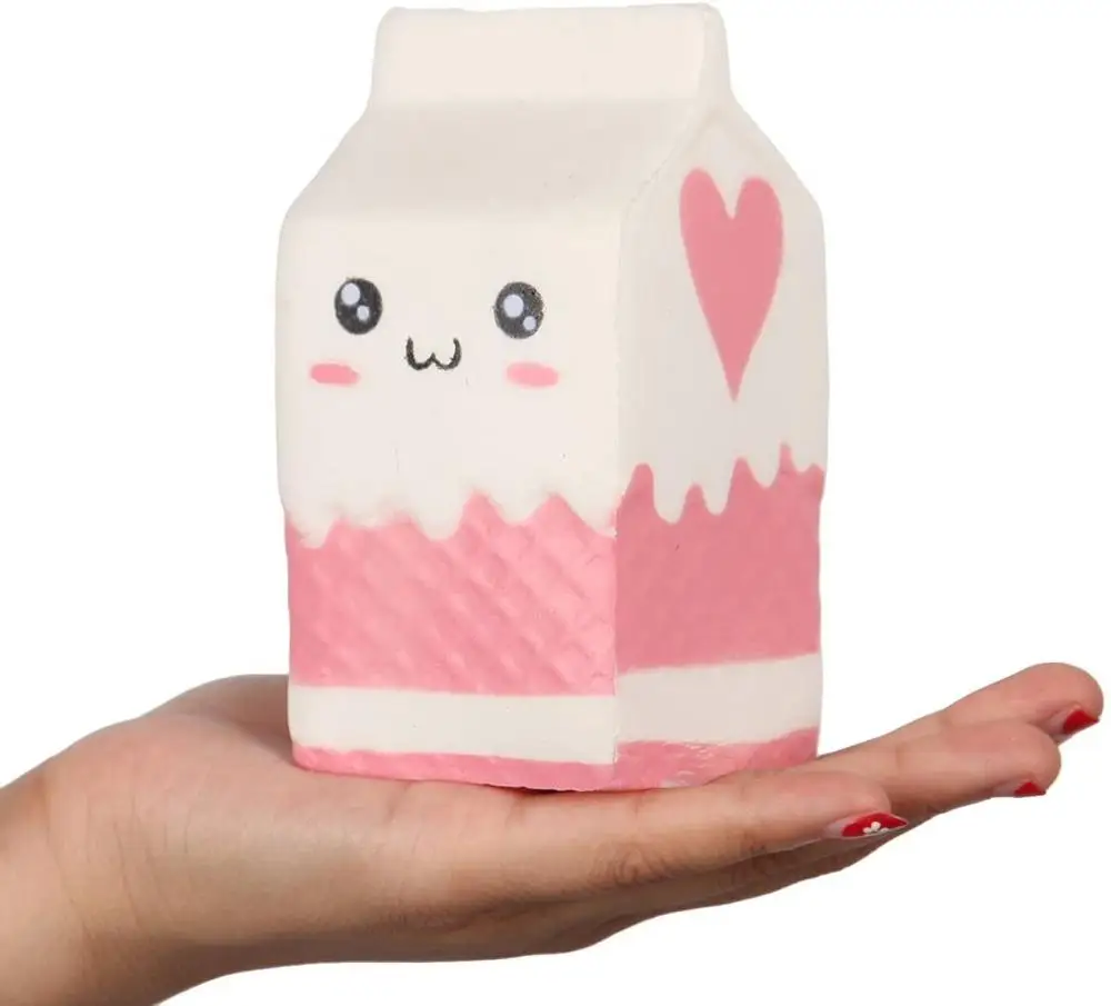 Squishy Milk Box Slow Rising Cute Squeeze Relief Anti-stres Squishes PU Toys Kids Gift White & Pink Two Colors Decompression Toy