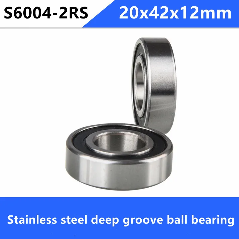 

20pcs/lot S6004-2RS S6004RS 20x42x12 stainless steel 440C deep groove ball bearing S6004 6004 2RS 20*42*12 mm