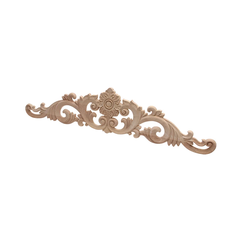 Wood Applique European Wood Carving Applique Furniture Decoration Accessories Spot Wood Long Flower Pieces Retro Rubber Wood