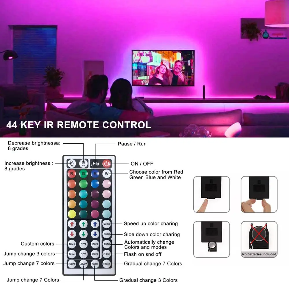 RGB 5050 LED Lights Strip Rgb Tape Ribbon LED 12v Neon Strip LED Strip with Remote Controller Night Light LED Lamp Home Lighting
