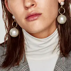 New Exquisite Bright White Big Pearl Earrings For Women Elegant Party Banquet Girls Fashion Jewelry Accessories