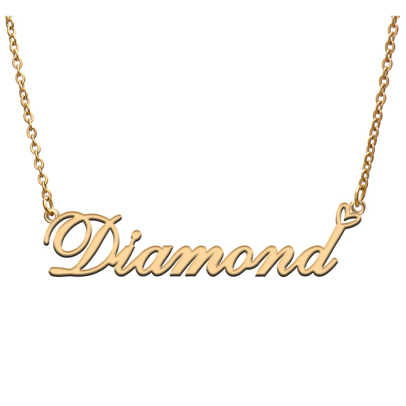 

Diamond Name Tag Necklace Personalized Pendant Jewelry Gifts for Mom Daughter Girl Friend Birthday Christmas Party Present