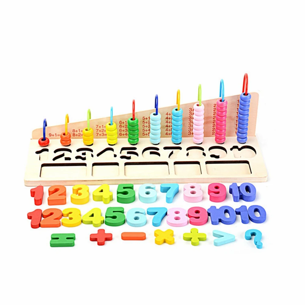 Montessori Kids Early Education Wooden Props Abacus Counting Calculating Beads Math Toys Teaching Learn Educational Toys