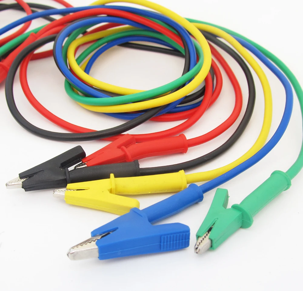 

1 set 5 Colors Silicone High Voltage Alligator Clip to Alligator Clip Test Leads