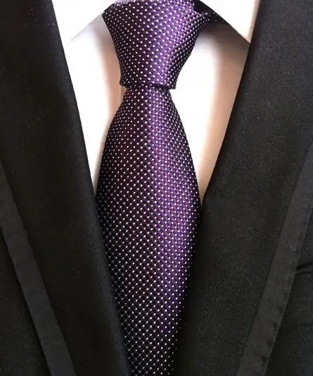 8CM moda klasyczna męska Stripe Tie fioletowy biały niebieski czarny różowy lawenda żakardowe tkane 100% krawat jedwabny krawat Polka Dots krawaty