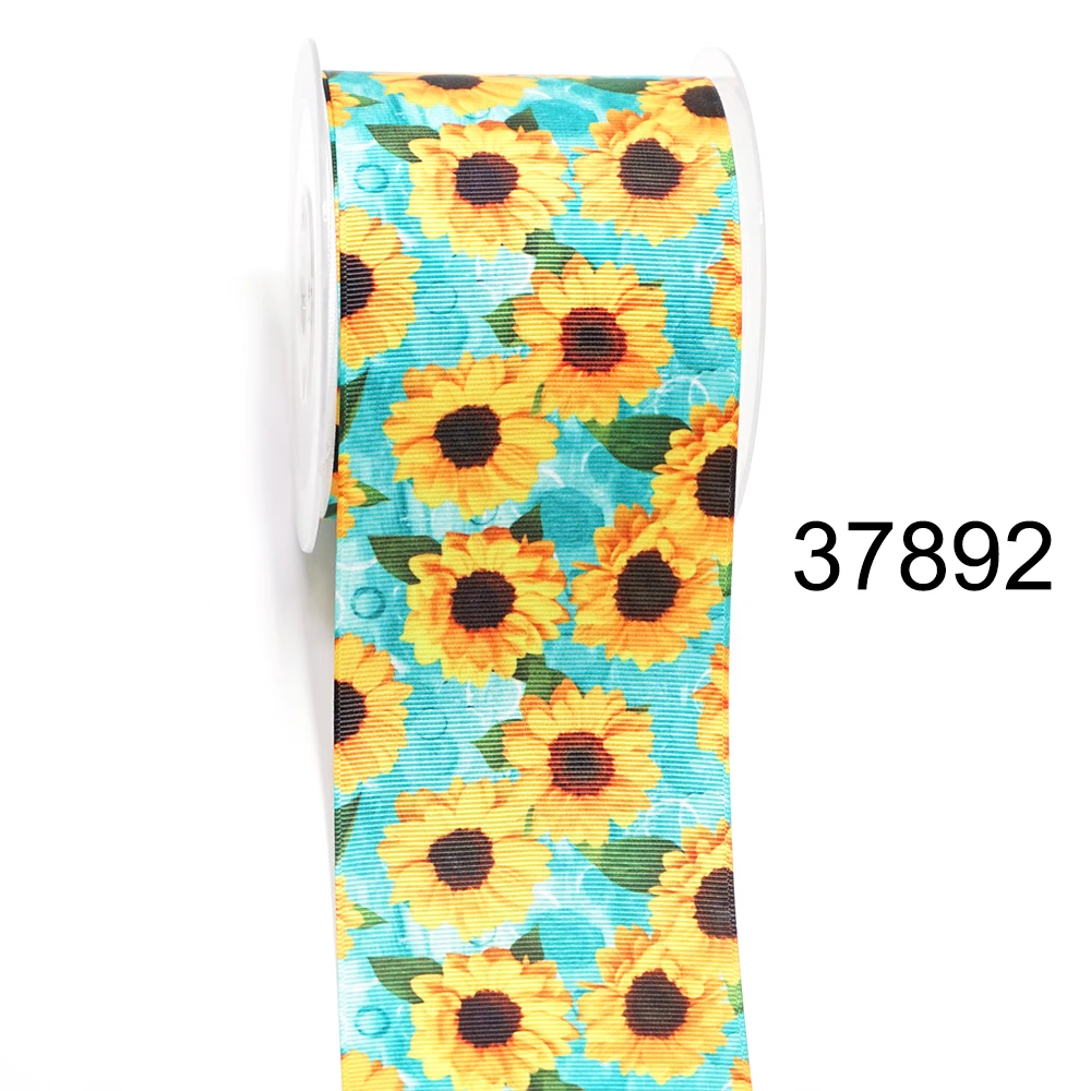 DIY Cartoon Sunflower Printed Grosgrain Ribbon For Craft Supplies Sewing Accessories 5 Yards. 30874