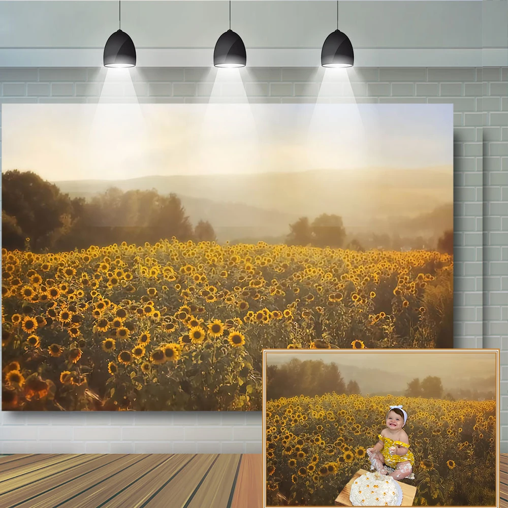 Sunflower Valley Backdrop Photography Girl Spring Children Background Portrait Painting Photocall