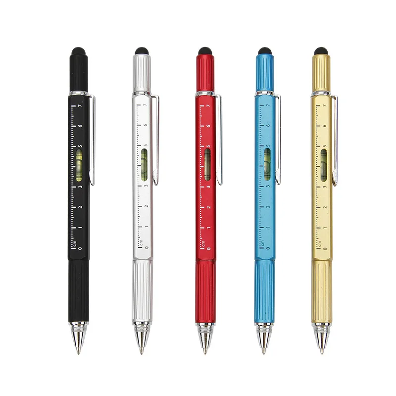 10PCS Metal Multi-Function Tool Pen Instrument Screwdriver Scale Capacitive Five-in-One Ballpoint Pens for Writing Stationery