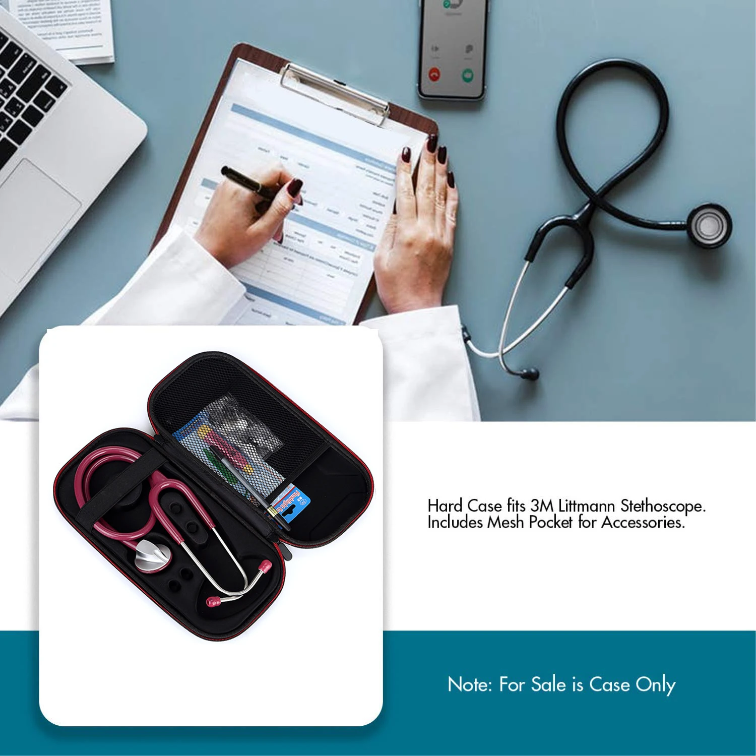 Portable Carrying Stethoscope Storage Case Cover for 3M Littmann Classic III/ Littman Cardiology 4/ MDF/Omron Stethoscope Box