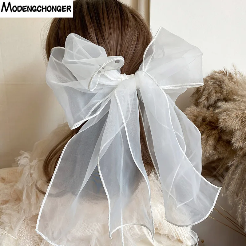 2022 New Fashion Barrette Bow Hair Clip Korea Fairy Organza Lace Ribbon Cute Hairpin For Woman Girls Headwear Hair Accessories