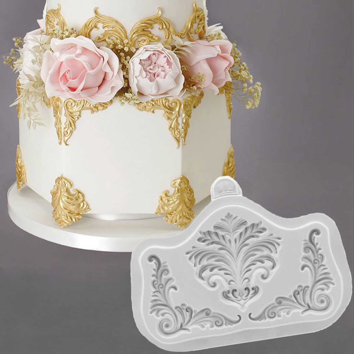 Totem,Rococo Corners & Crest Silicone Mold Fondant Cake Decorating Mould Sugarcraft Chocolate Baking Tool For Cake Gumpaste Form