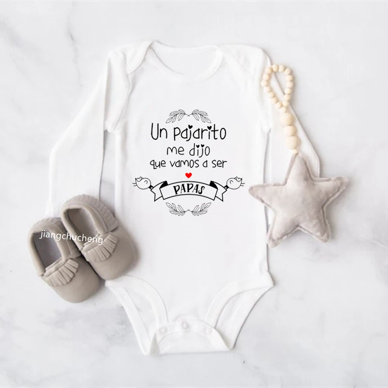 Baby Announcement Bodysuit Vas A Ser Papa Newborn Baby Long Sleeve Romper Funny Infant Body Baby Boy Girls Jumpsuit New Dad Gift