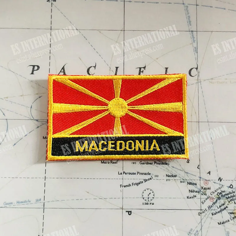 MACEDONIA National Flag Embroidery Patches Badge Shield And Square Shape Pin One Set On The Cloth Armband Backpack Decoration