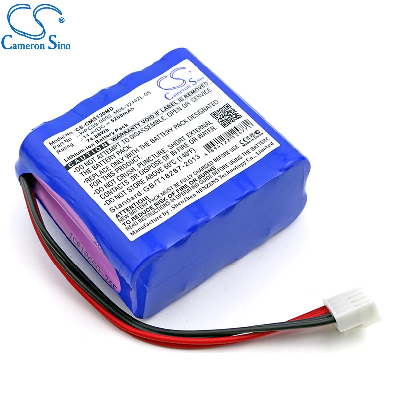 CameronSino Battery for CONTEC ECG-1201G fits CONTEC M05-32442L-05 WP-18650-14.4-4400 Medical Replacement battery 5200mAh 14.40V