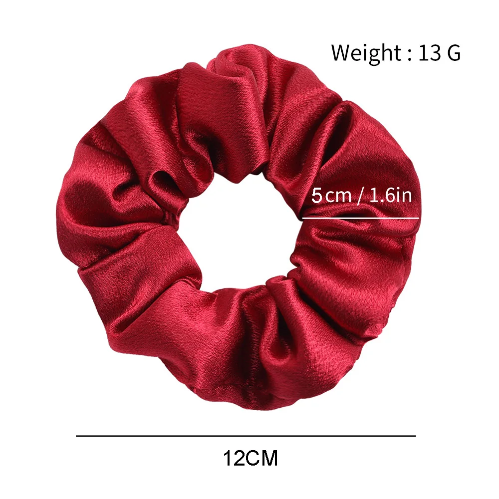 2PCS Bright Satin Silk Scrunchies Solid Large Elastic Rubber Hair Bands Women Girls Ponytail Holder Hair Rope Accessories Set