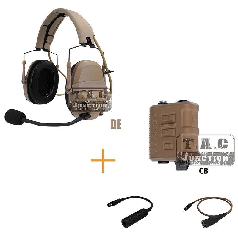 AMP fcs-Tactical Communication Headset + V60 PTT Set Upgraded Multi-Mode Pickup Noise Reduction Headset + Connector + 6PIN Cable