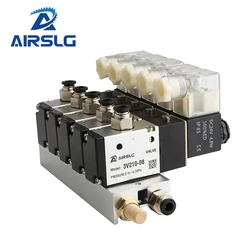 3V110-06-NC Normally close Electromagnetic Solenoid Valve Block With Muffler Fitting Base Manifold DC12v 24v AC 110v 220v 3 port