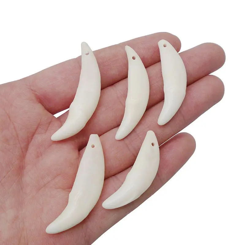 ZXZ 5 Pieces Tibet Wolf Teeth Tooth Pendant for Necklace Jewelry Making