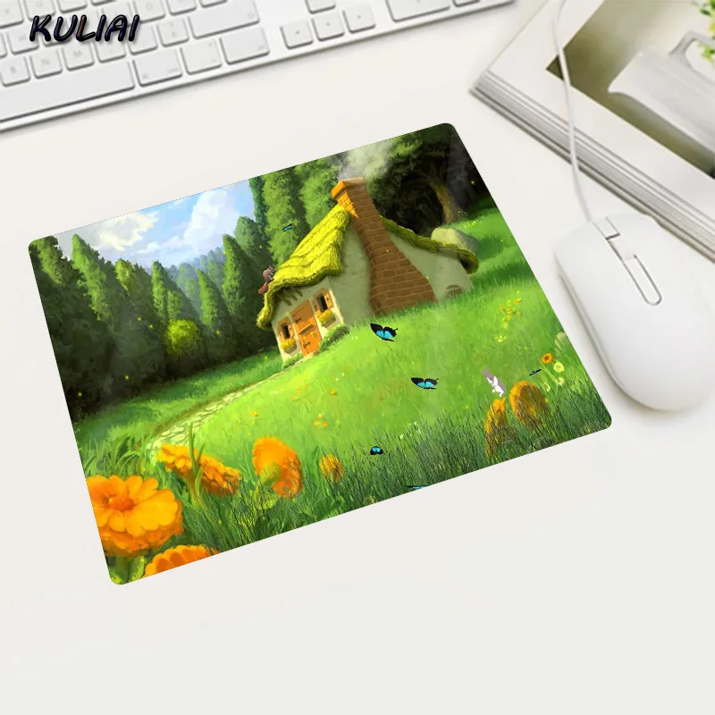 XGZ Flower Butterfly Landscape Mouse Pad Small Size Rectangular Washable Suitable for Home Desktop Computer Office Laptop Mat