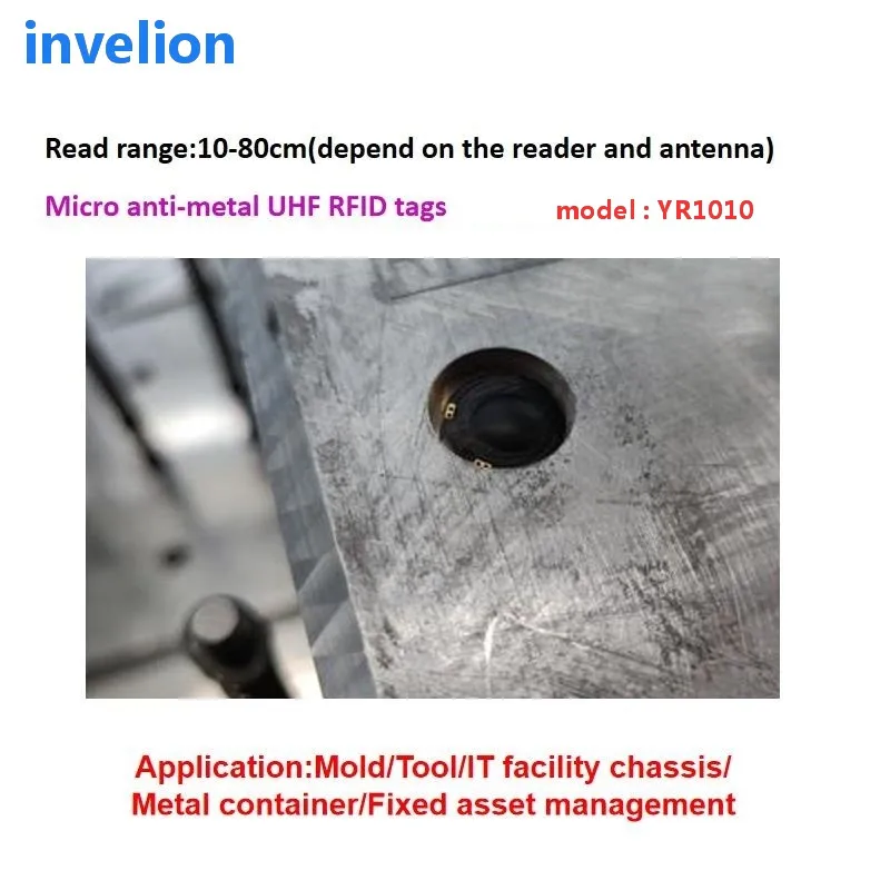 

3pcs sample micro round uhf rfid tag on metal EPC Gen2 Class1 passive impinj Monza 4QT epc gen2 for mold tools management