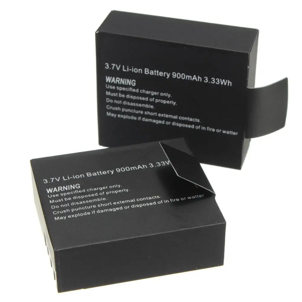 2Pcs/Set 3.7V Li-ion Battery 900mAh Camera Battery For EKEN H9 H9R H3R H8R H8PRO H8 SJ4000 SJ5000 M10 Action Camera Batteria