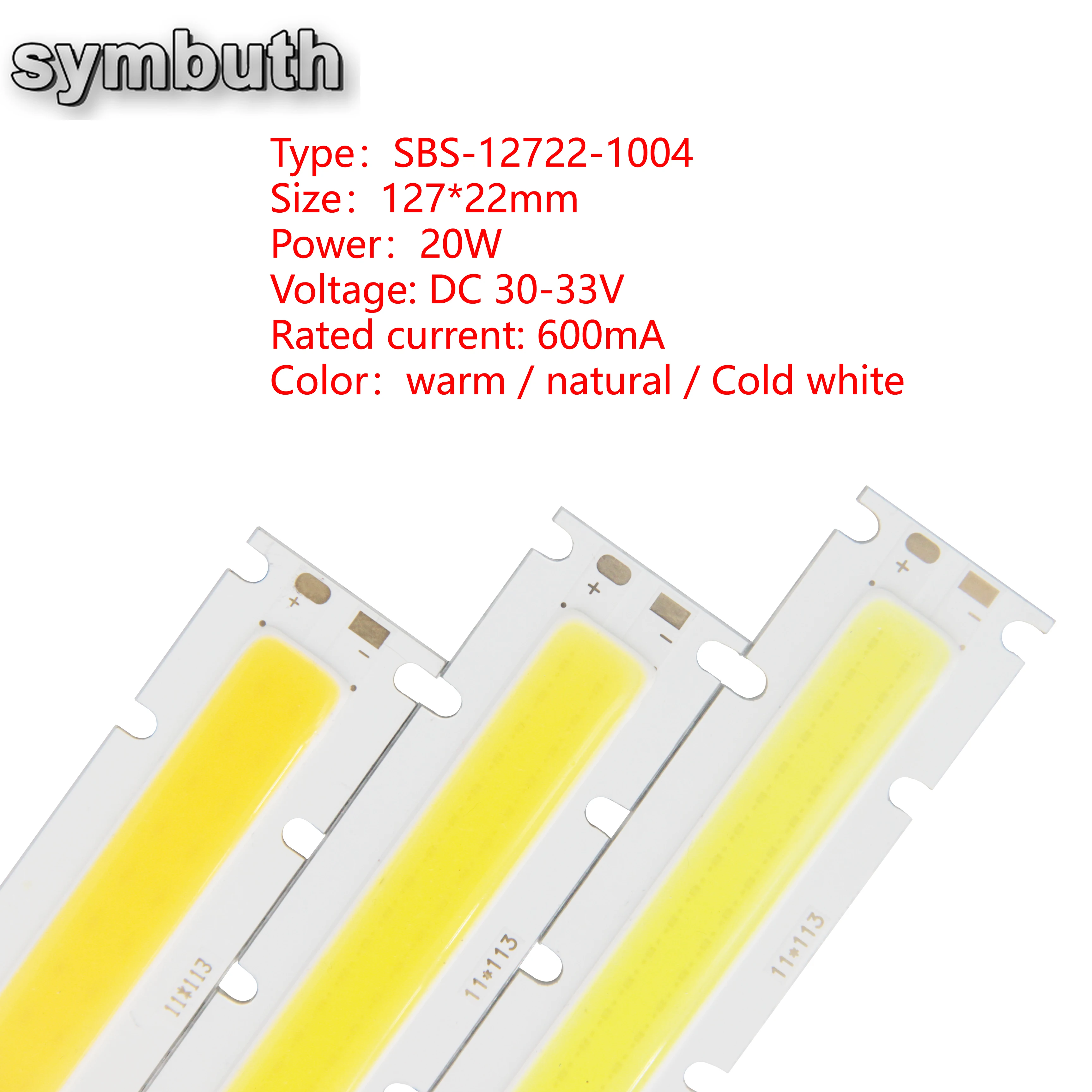 

5pcs/Lot 20W 30-33V 600mA COB Light Source for Floodlight 127*22mm Bar Strip LED Lamp DIY Bulb