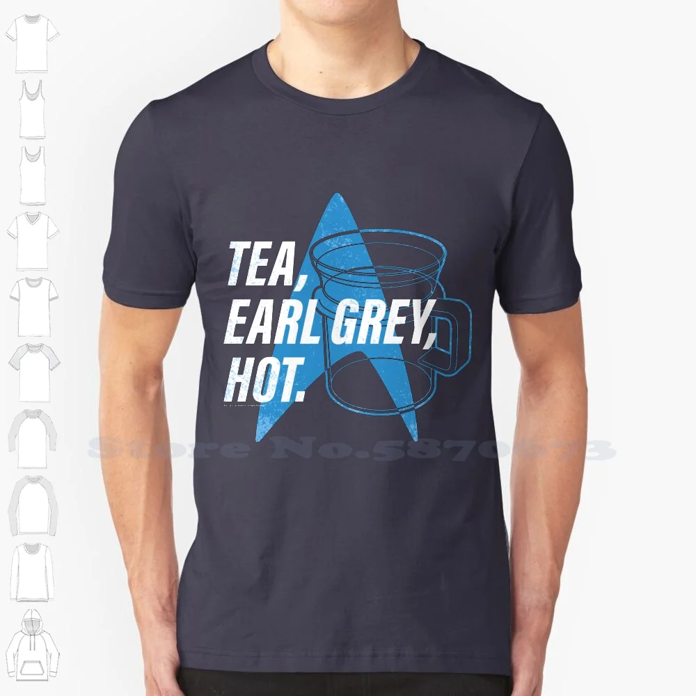 Star Next Generation Tea , Earl Grey , Hot Distressed Poster 100% Cotton T-Shirt Star Next Generation Picard Fiftrhsun