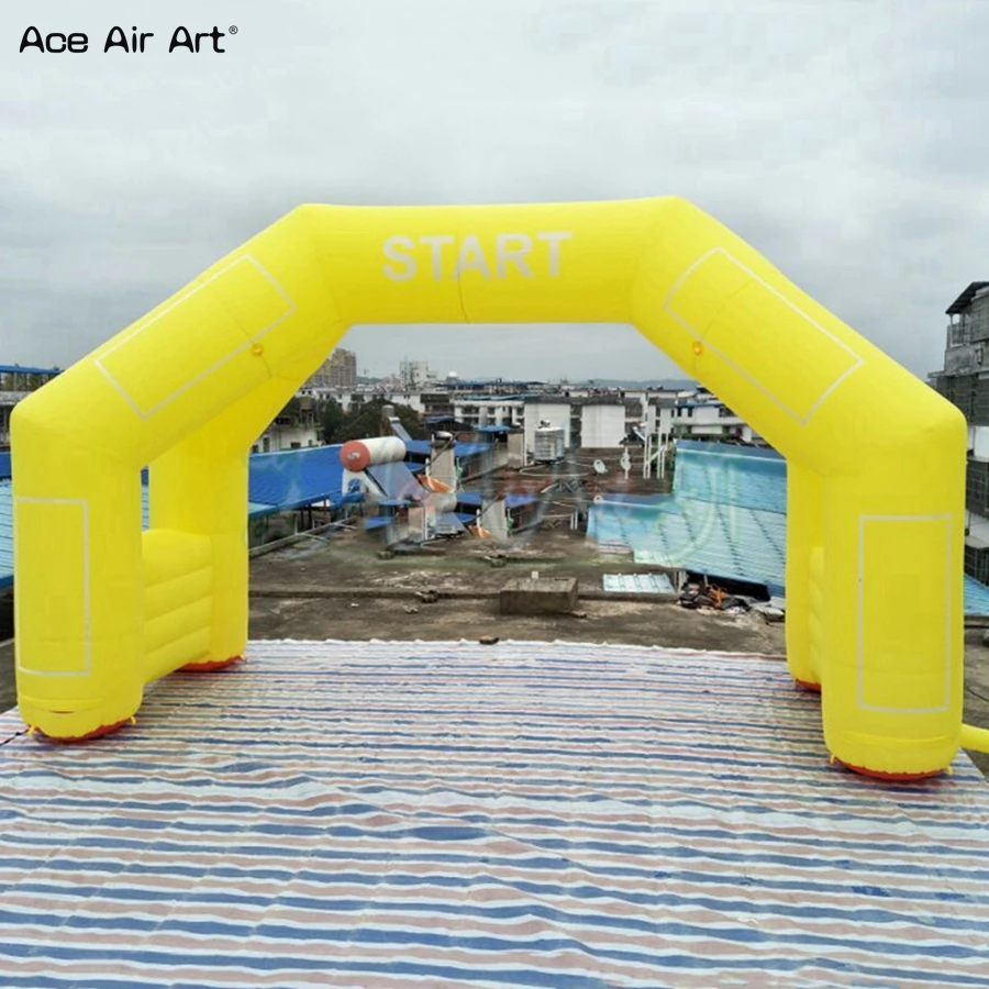 Four Legs Inflatable Yellow Archway with Banner START FINISH and Logo Stick-up with Standing Freely