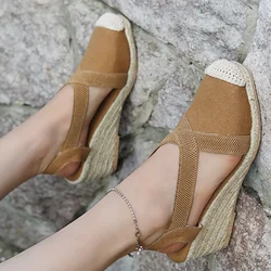 Women's Ankle Strap Sandals Comfortable Slippers Ladies Womens Casual Shoes Breathable Flax Hemp Canvas Pumps zapatillas mujer