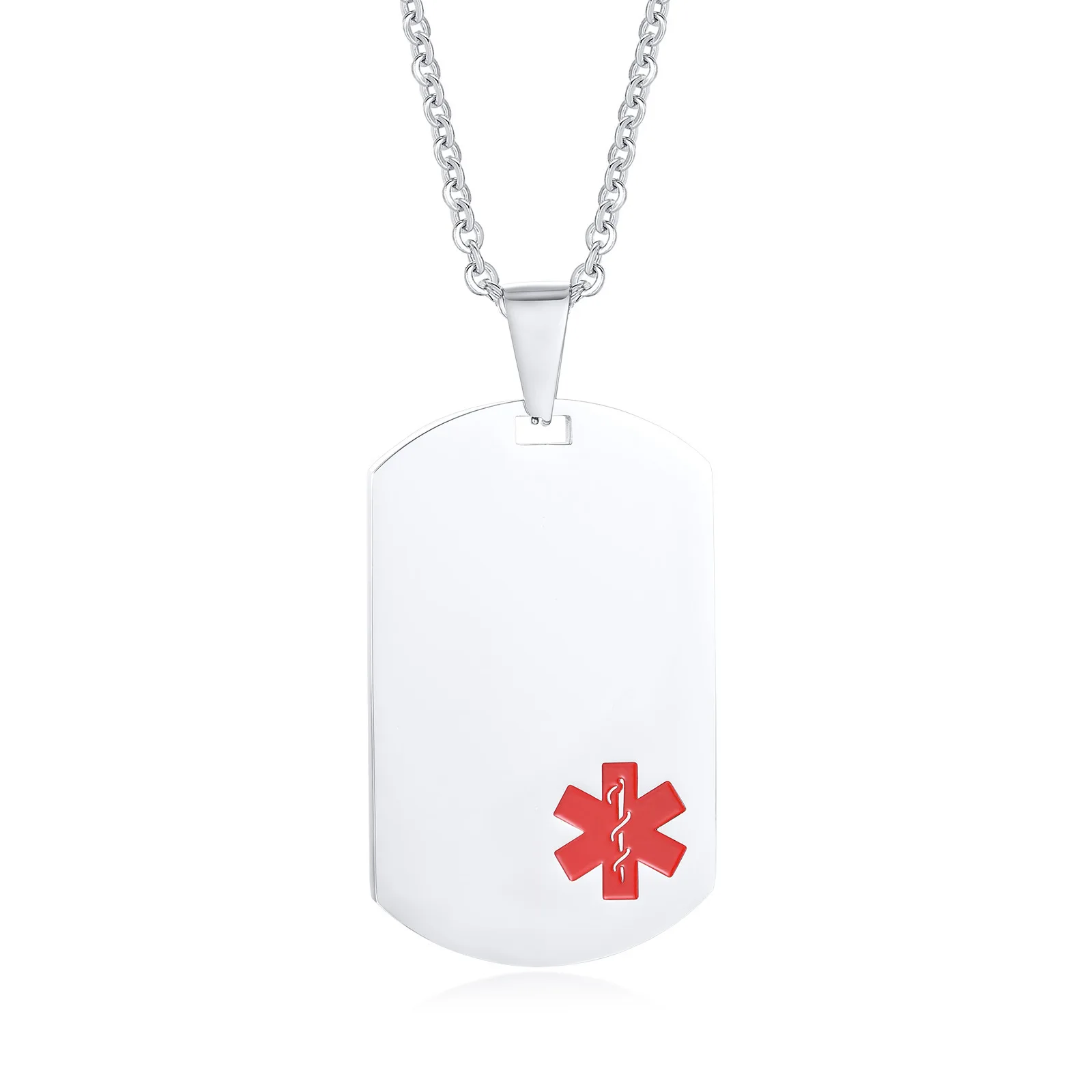 Medical Alert Neckalce Stainless Steel Custom Engraved Medic ID Military Dog Tag Diabete Pendant Emergency Men Jewelry