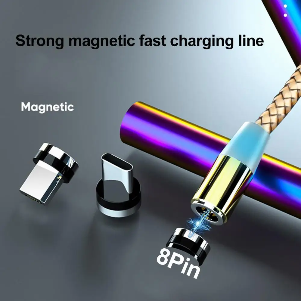 Магнитный USB-кабель 3 А для быстрой зарядки, Круглый Шнур Micro-USB Type-C для телефона