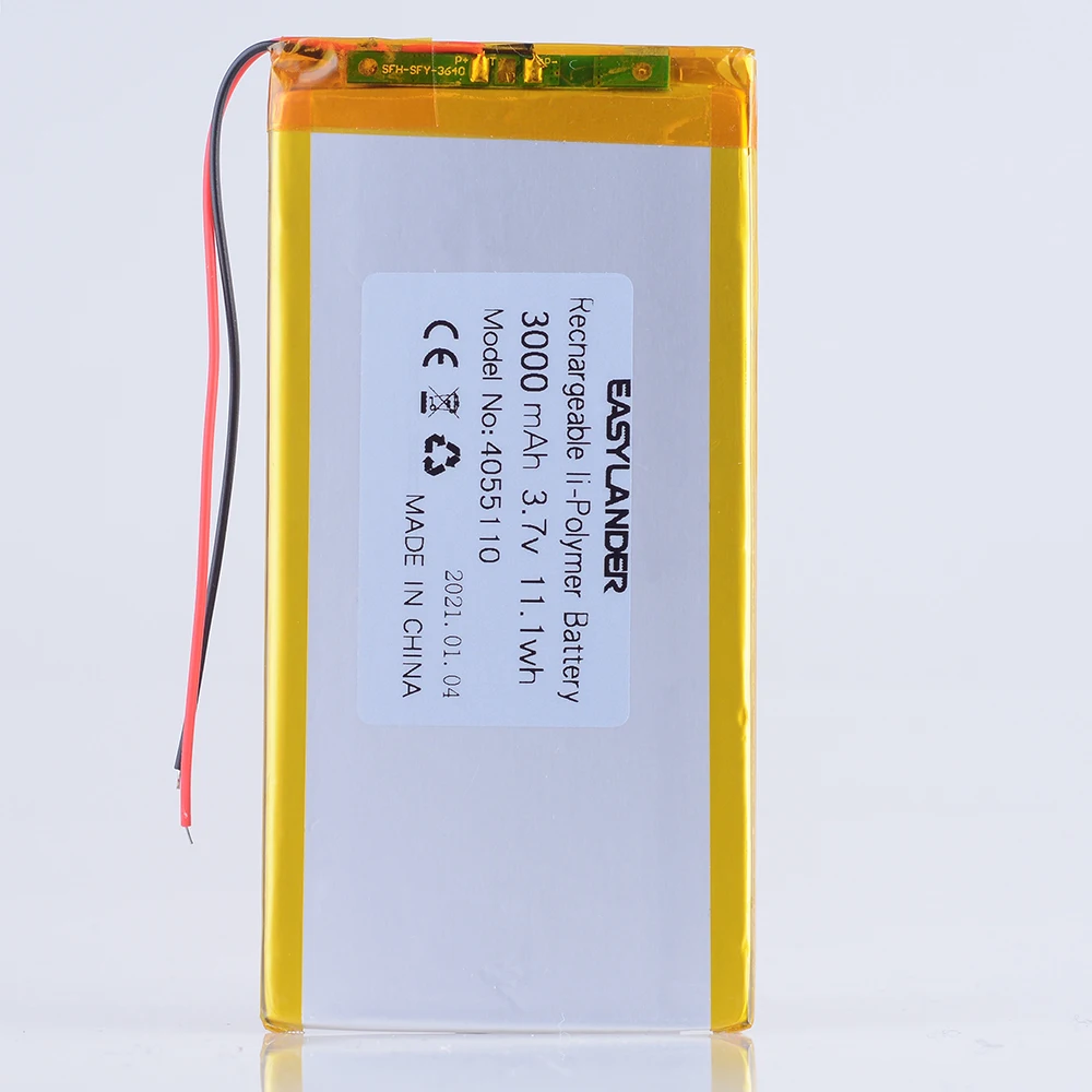 

4055110 3.7V3000mAh литий-полимерный литий-ионный аккумулятор для PDA DVR планшетных ПК MP3 MP4 DVR GPS спикер игрушки