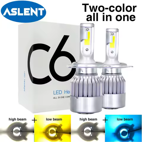 2X NEW C6 LED H4 Two colors 6500K+3000k 6500K+8000K Hi/Lo H7 H1 H8 H11 9005 HB3 HB4 9006 Bulb Auto light Car Headlight Fog Lamp