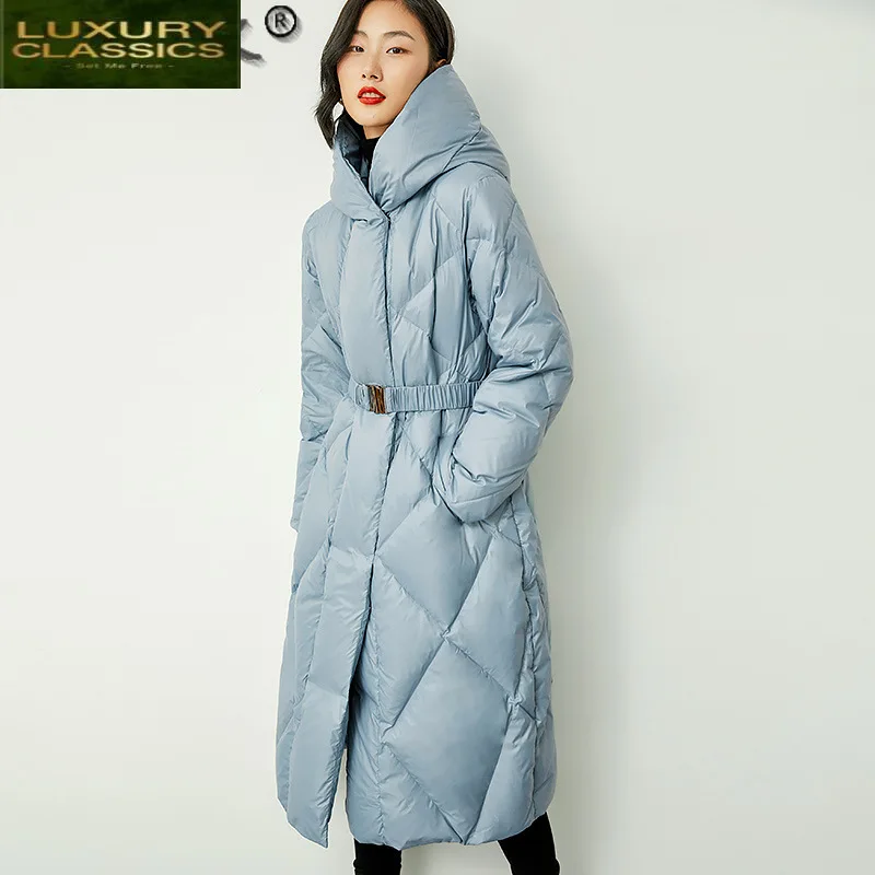 High Quality Women's Winter Down Jacket 90% White Duck Down Coat Long Parkas Woman Warm Hooded 2021 Mujer Chaqueta LW4762