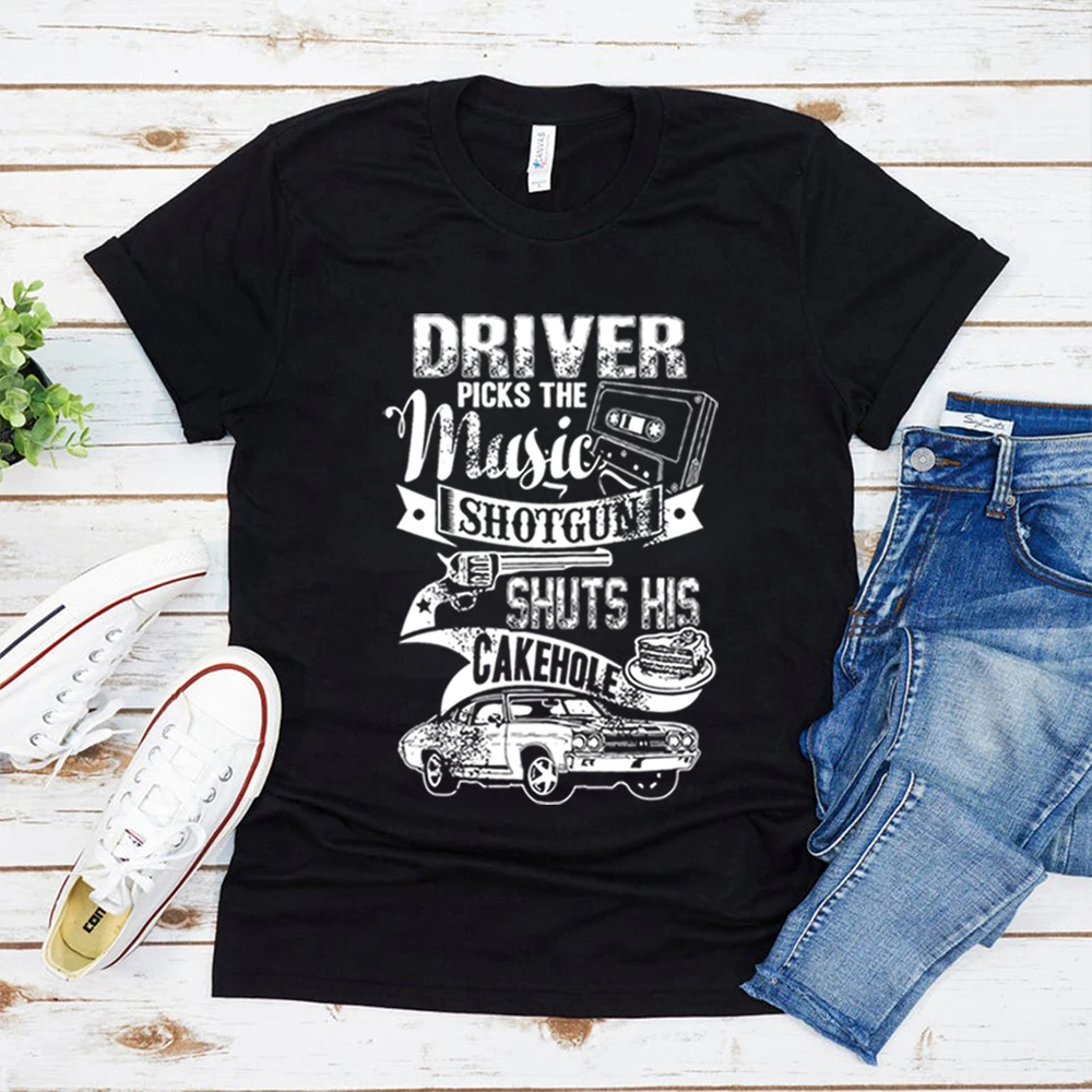 Funny Supernatural T-shirt Supernatural Shirt Driver Picks The Music Shirt Shotgun Shuts His Cake Hole Tees Unisex Graphic Tee