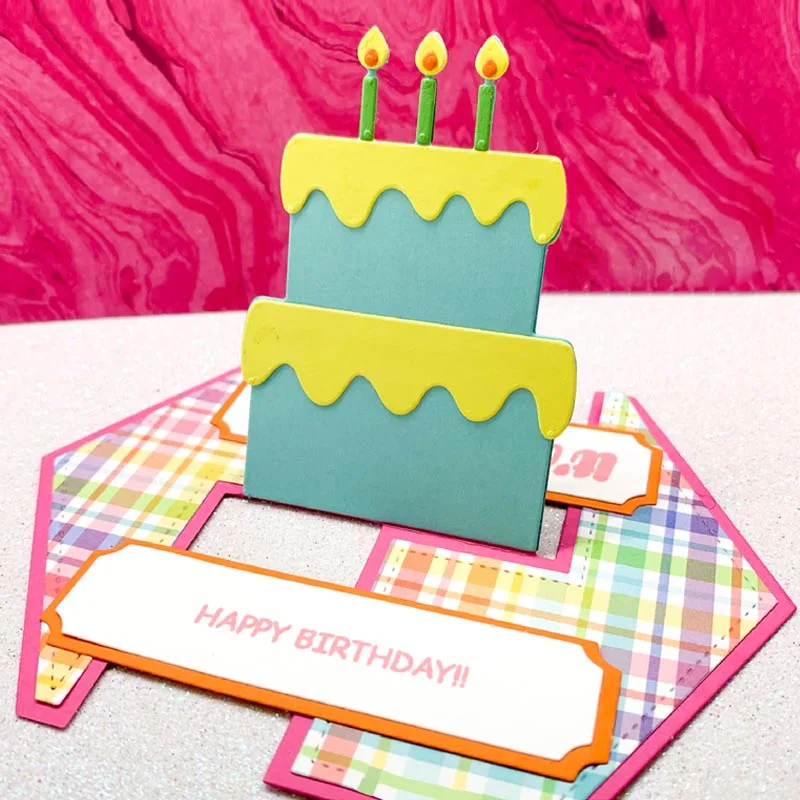 Pop Up Diy Card & Birthday Cake Card Metal Cutting Dies New 2021. Scrapbook Die Cuts Pop Up Card with A Cake Decorative Papercard