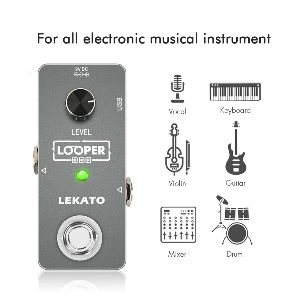 Lekato Mini Nano Loop Pedal Looper Pedal Unlimited Loop 5 Mins Looping Record Guitar Parts Accessories Musical Instruments