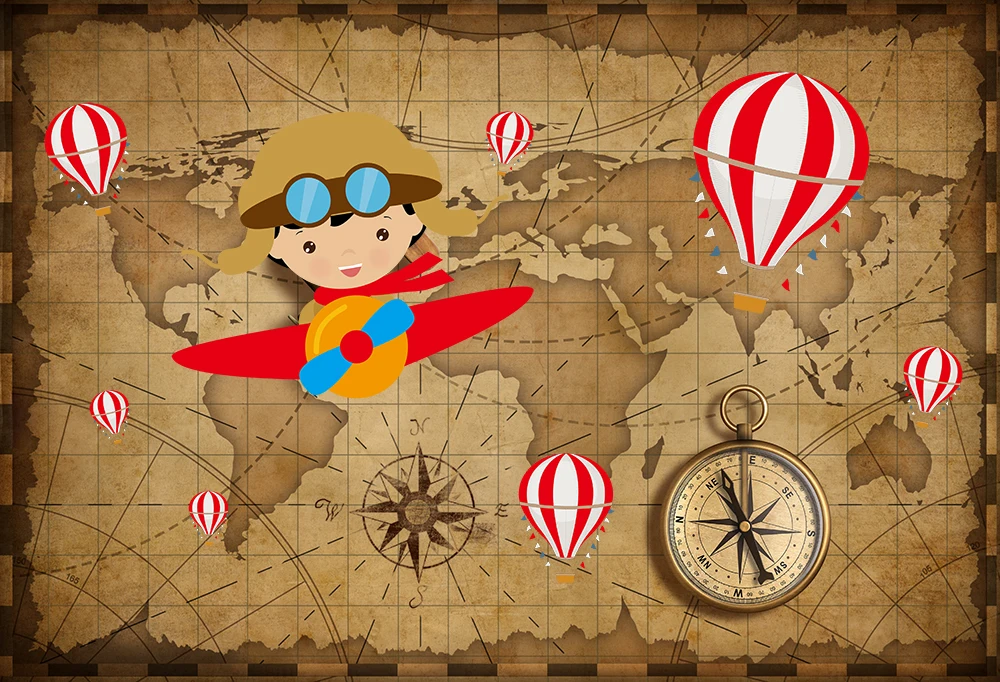 Little Pilot Backdrop Cartoon Aircraft Party Children Birthday Party Photography Background Photo Studio Props baby shower B-926