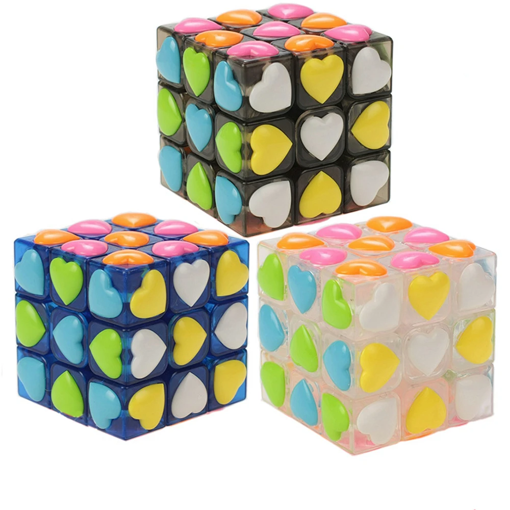 BabeLeMi Stickerless Love Heart 3x3x3 Magic Cube Speed Puzzle Cubes Special Educational Toys For Kids Child