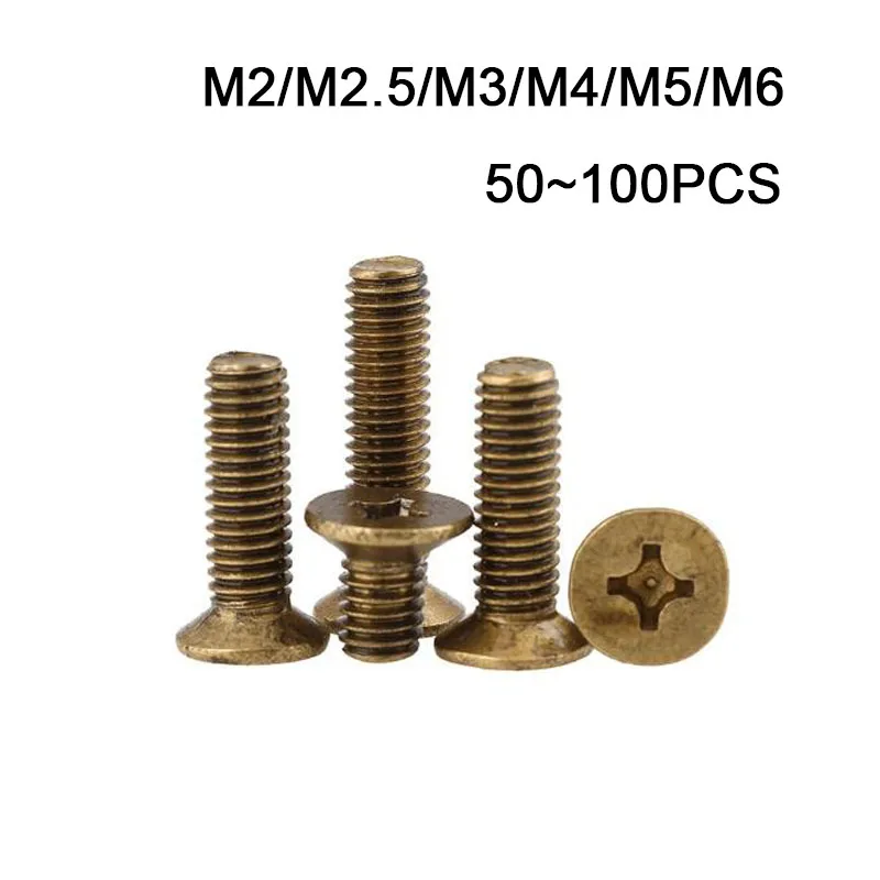 Cross Countersunk Head Screws Screws Countersunk Head Machine Screws Free Shipping M2M2.5 M3M4M5M6 Copper Sinking Head Phillips