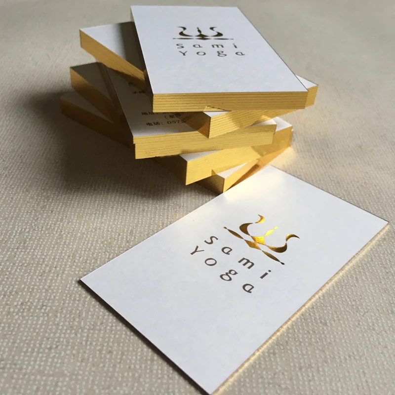 

100/200pcs Custom white cards Bronzing Gold Edge Business Cards 700gsm CoatedPaper Double Side Printing Visit Card