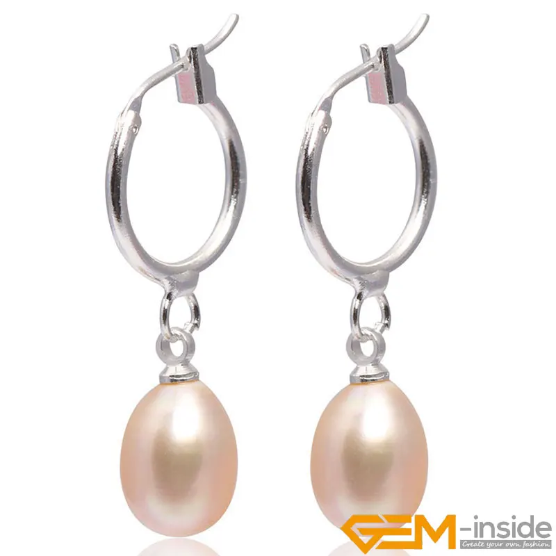 Natural Freshwater Pearl Korean Earrings Jewelry for Women Handmade Wedding Fashion Stud Pearl Earring Gifts 8x10mm White Purple