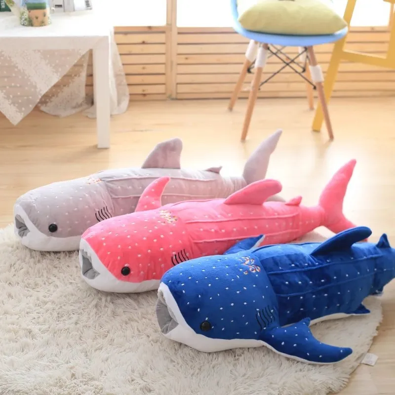 150cm Large Size Soft Shark Plush Toy Big Creative Blue Whale Stuffed Soft Shark Sea Fish Plush Pillow Lovely Children Baby Do