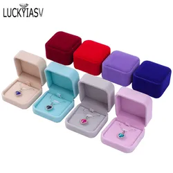 1 PC High Quality Storage Presentation Necklace Pendant Jewelry Box Velvet Case Earrings Plastic Display Box 12 Colors