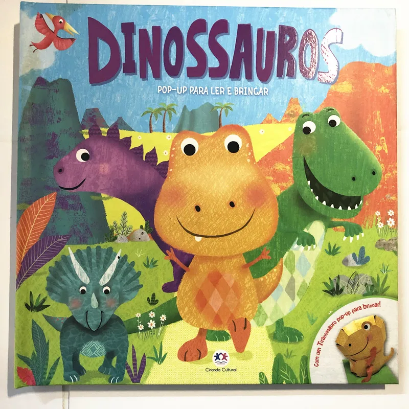 Livre d'Éveil en Carton avec Image de Dinosaure 3D pour Enfant et Parent de 0 à 3 Ans